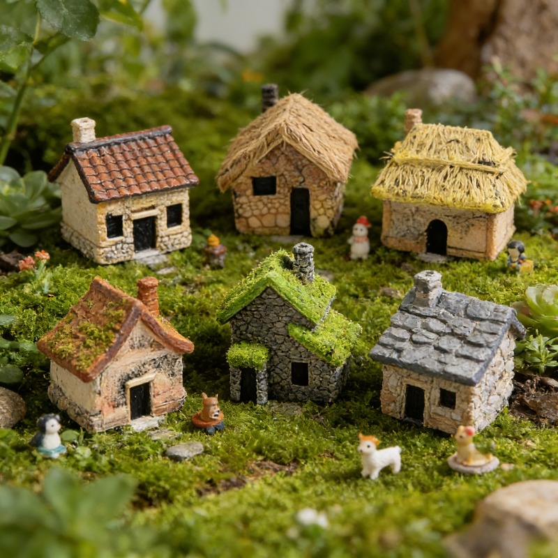 Bonsai Garden House - Ensemble de 5 maisons miniatures en